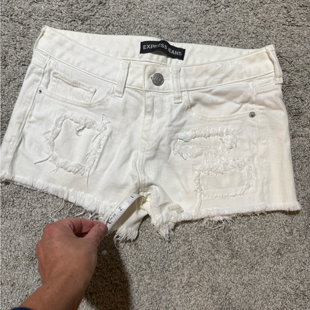 Express White Distressed Jean Shorts